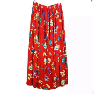 Tour De France Layered Maxi Skirt Floral Red